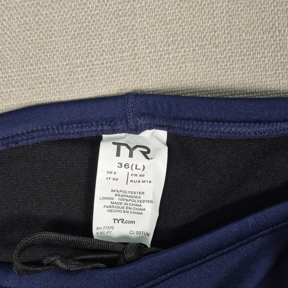 TYR Mens Durafast Jammer Swimsuit Blue Geometric Print Size 36 L New With Tags